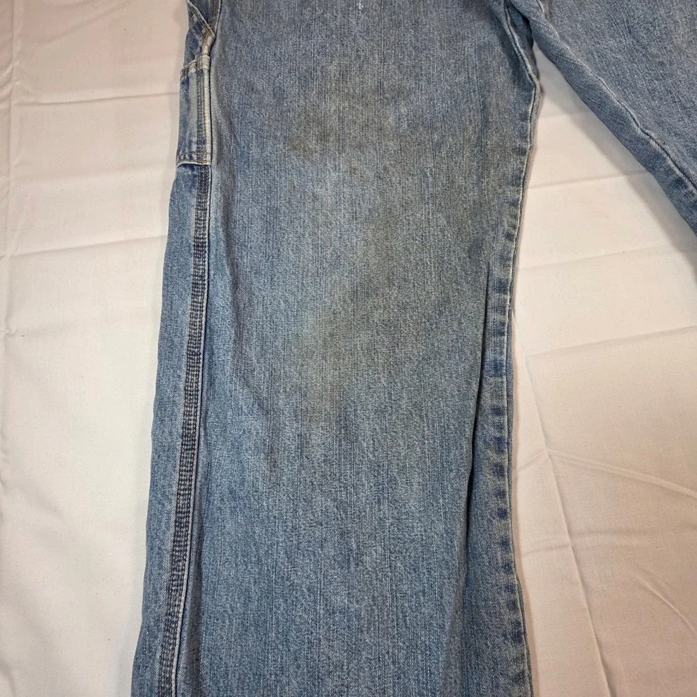 Signature Levi Strauss Carpenter Jeans Mens 34x34 Light Wash Distressed Workwear
